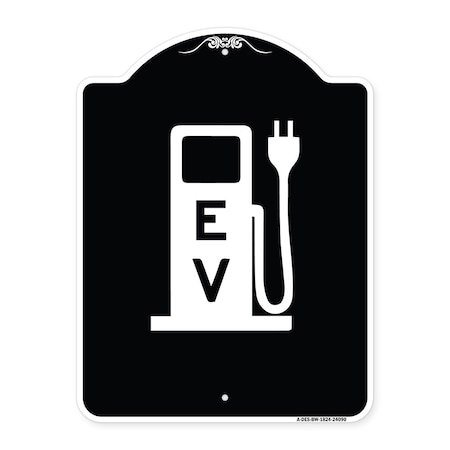 Signmission Ev Electric Vehicle Charging Station Heavy-Gauge Aluminum Sign, 24" x 18", BW-1824-24090 A-DES-BW-1824-24090